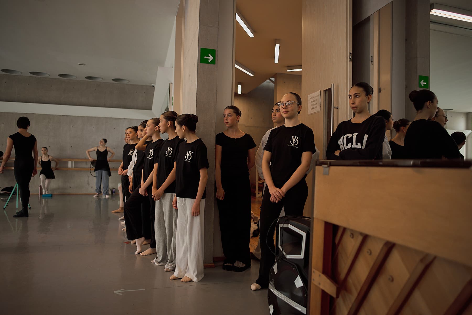 Students lined up before entering the studio
