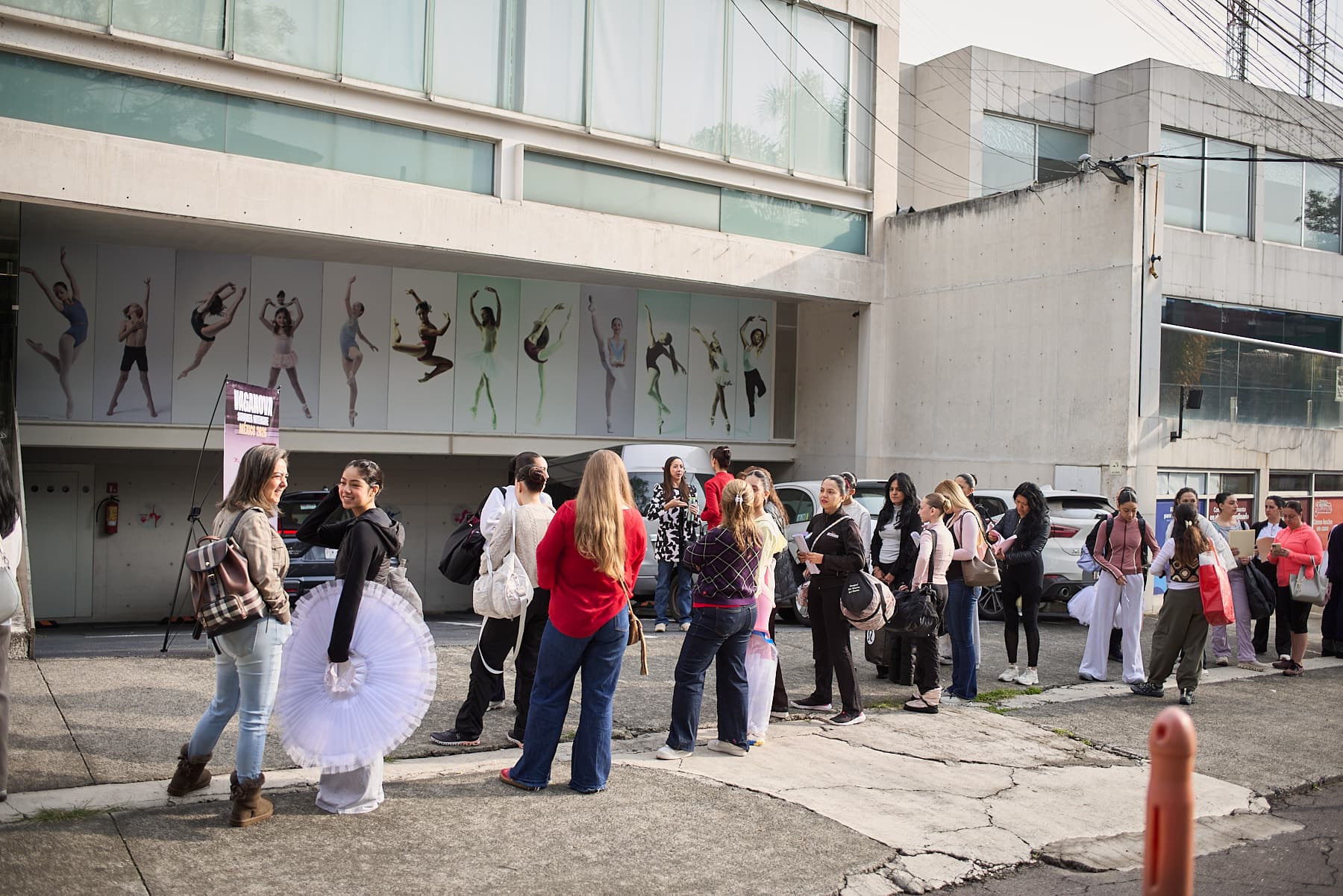 Students and families arrive at the venue