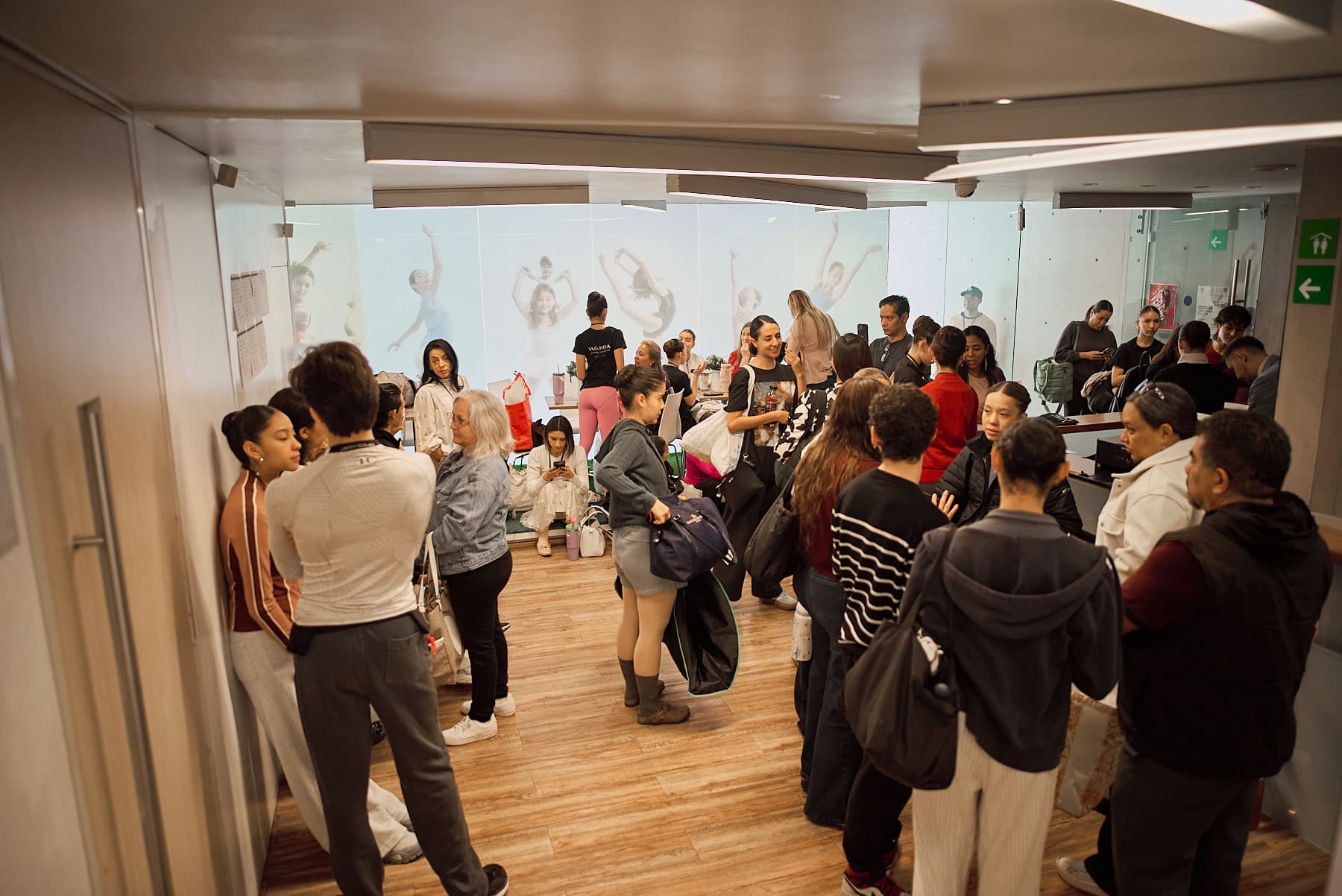The lobby full of students and families